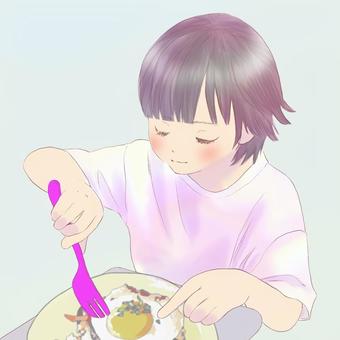 いただきます 少年,小学生,こどものイラスト素材