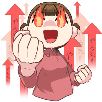 燃え滾る女性 人物,生活,バストアップ,女性,やる気,燃える,上がる,矢印,素材のイラスト素材