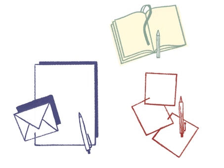 文房具 フレーム,線画,手描き風,便箋,ノート,メモ用紙のイラスト素材