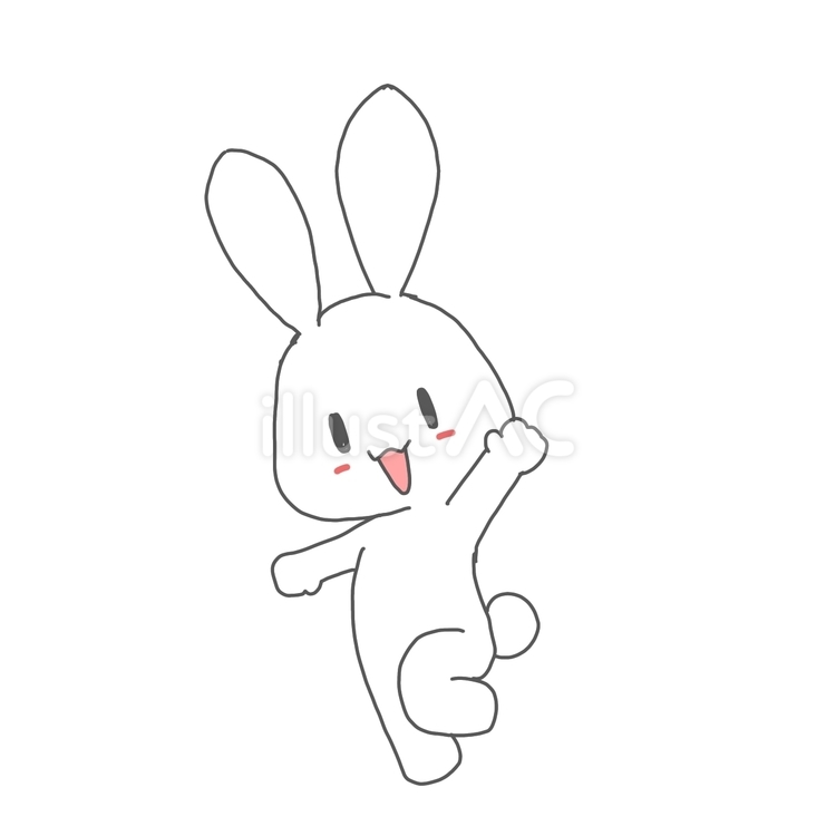 手を振る白うさぎイラスト - No: 23409231｜無料イラスト