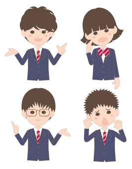 学生の表情　ブレザーの制服　2 学生,中学生,高校生,制服,ブレザー,学校,学校生活のイラスト素材