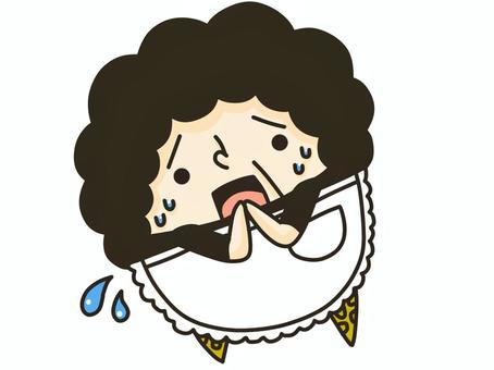 大阪のおばちゃん 大阪のおばちゃん おばちゃん,女性,二頭身,お願い,汗のイラスト素材