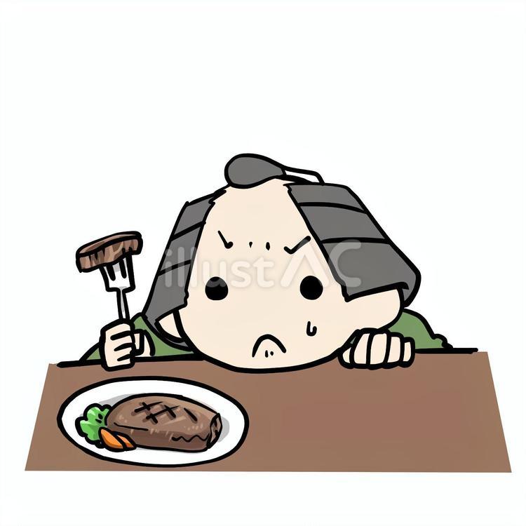 肉料理を我慢する町民 町民,肉料理,我慢のイラスト素材