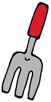 ガーデンフォーク（赤） ガーデン,フォーク,ハンドフォーク,園芸,ガーデニング,庭,畑,仕事,土いじり,耕すのイラスト素材