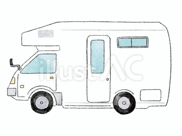 キャンピングカー 手書き水彩イラスト素材イラスト No 無料イラストなら イラストac