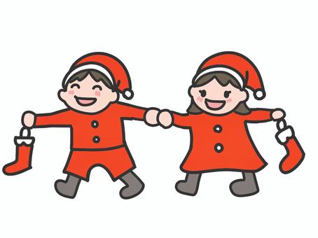 クリスマス サンタの格好をする子供 単品