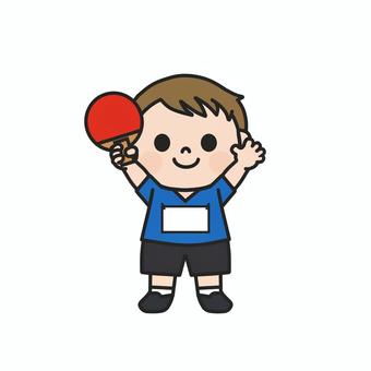 卓球のラケットを持ってアピールする男子 卓球,卓球部,ラケット,ピンポン,球技,部活,テーブルテニス,インドアスポーツ,室内スポーツ,運動のイラスト素材