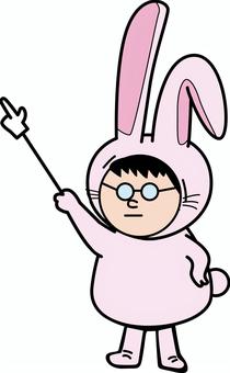 説明うさぎ　 説明,解説,アドバイス,着ぐるみ,うさぎ,たれ耳,人物,デフォルメ,男性,ユーモアのイラスト素材