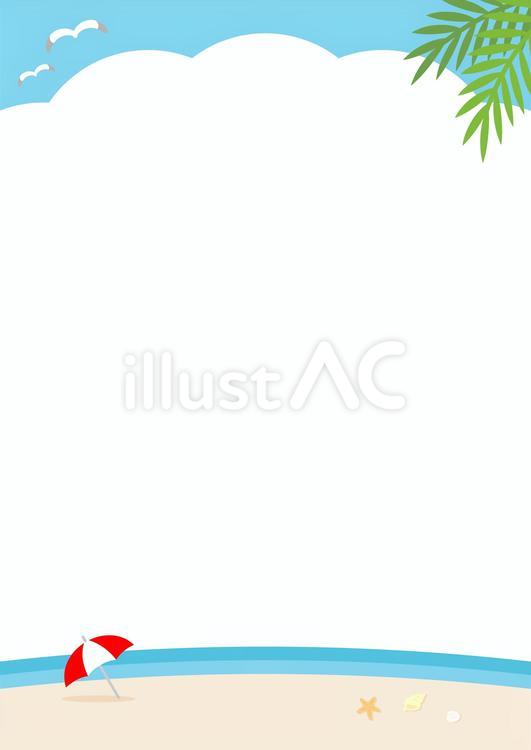 夏の海とカモメとヤシの葉 夏,海,背景のイラスト素材