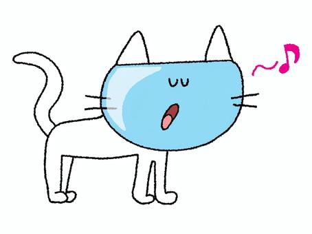 歌うAIロボット猫 猫,ai,ロボット,歌う,音譜,お知らせ用,宣伝用,pop調,手描き,挿絵のイラスト素材