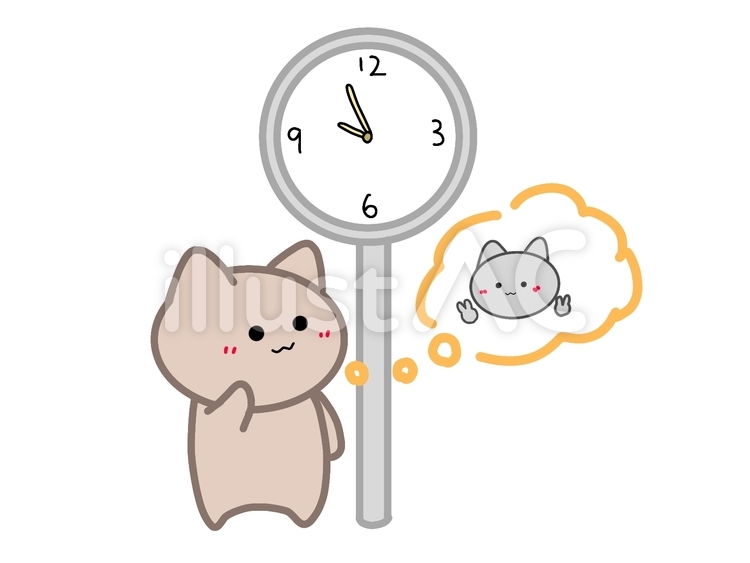 待ち合わせをするネコ ネコ,動物,可愛いのイラスト素材