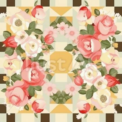 薔薇 ギンガムチェック 背景