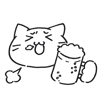 ビール飲んでプハーッねこ(線画) ビール飲んでプハーッねこ(線画) ビール,プハーッ,ねこ,華金,居酒屋,ゆるかわ,ゆるキャラ,アイコン,線画,白黒のイラスト素材