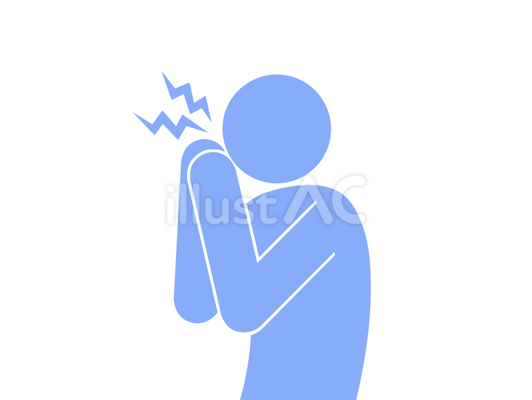 歯痛や中耳炎等耳の痛みで苦しむ人（水色） 歯痛,歯槽膿漏,歯肉炎のイラスト素材