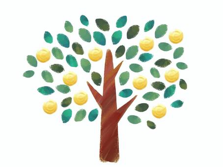 金のなる木 ２ 木,葉,枝,幹,金,コインのイラスト素材