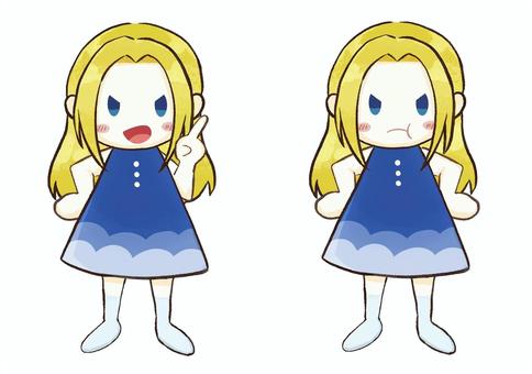 Blonde girl anger with main line, , JPG and PNG