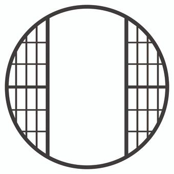 丸窓03 丸窓,丸障子,丸い窓,障子,正月,お正月,年賀状,年賀素材,年賀状素材,新年のイラスト素材