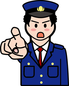 指さす警察官　 指さす,警察官,注意,違反,犯罪,公務,男性,シンプル,コミカルのイラスト素材