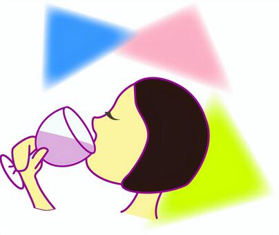 Illustration, vino, bere, donna, 