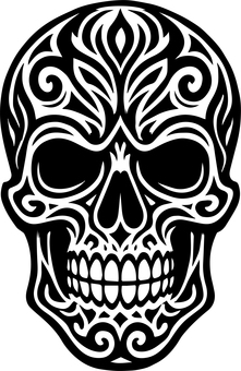 トライバル柄のスカル トライバル柄のスカル タトゥー,トライバル,スカル,骸骨,骨,怖い,ドクロ,ハロウィンのイラスト素材