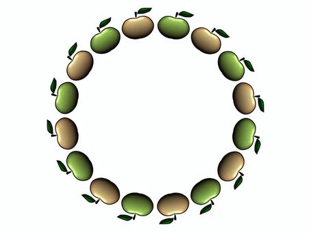 梨のフレ−ム 梨,なし,フレ−ム,ポストカード,メッセージカード,飾り枠,あしらい,円,丸,サ−クルのイラスト素材