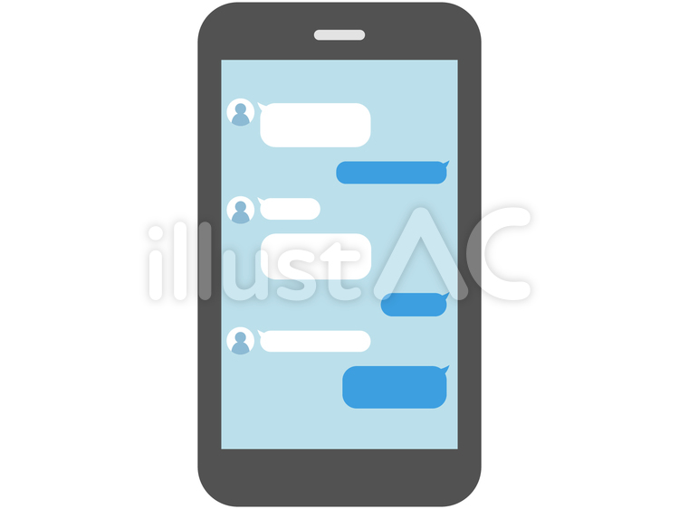 スマホのSNSでのトーク画面　青ver. スマホ,スマートフォン,生活のイラスト素材