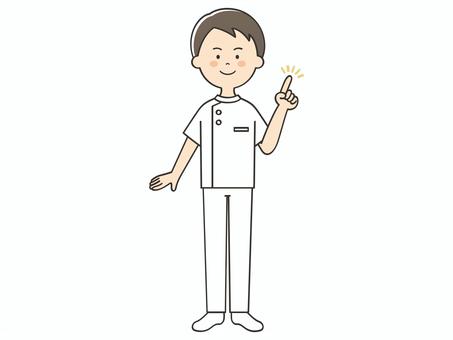 指差しする男性看護士 指差しする男性看護士 笑顔,ポイント,指差し,説明,教える,解説,アドバイス,重要,強調,提案のイラスト素材