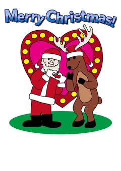 メリークリスマスイラストサンタとトナカイ
