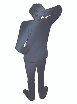 後ろめたい男性 シルエット,疑う,疑い,闇バイト,誤魔化す,怪しい,闇,隠す,偽る,嘘のイラスト素材