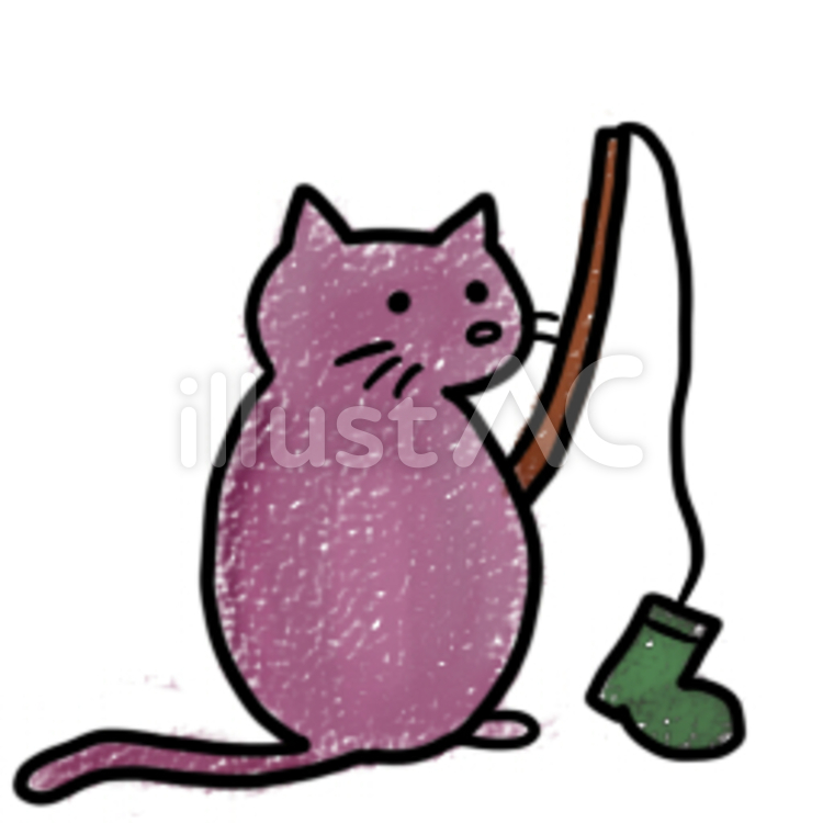 何か？ 猫,釣り,長ぐつのイラスト素材