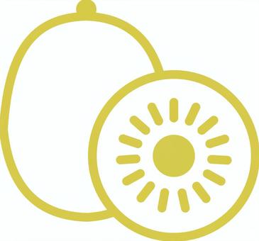 ピクトグラムの黄色のキウイです。 ピクトグラム,キウイ,シンプル,果物,フルーツ,トロピカル,食べ物,断面図,ヘルシー,ビタミンのイラスト素材
