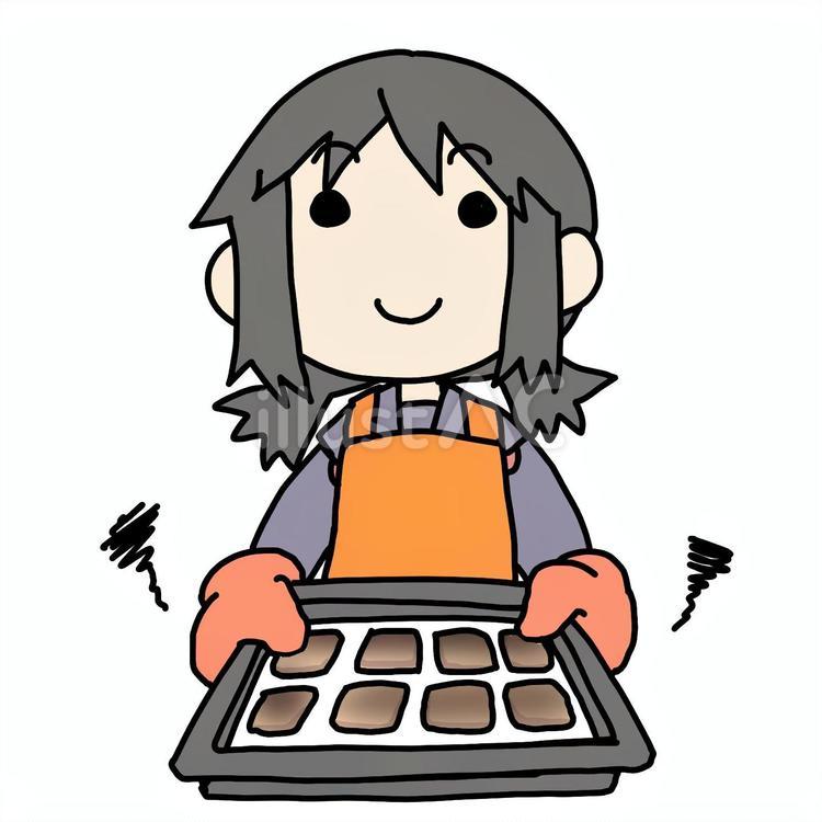 クッキーを焦がしている少女 少女,クッキー,失敗のイラスト素材