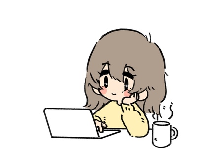 Illustration, female, relax, chibi character, 