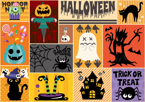 ハロウィンのパターン背景-2（A4） ハロウィン,秋,背景,10月,シンプル,おばけ,ゴースト,幽霊,ゼリービーンズ,キャンディのイラスト素材