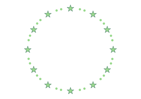 星とドットの丸フレーム（黄緑） フレーム,枠,飾り枠,星,光,キラキラ,天体,七夕,クリスマス,ドットのイラスト素材