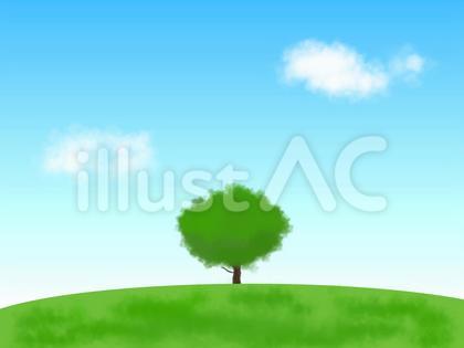青空と広い大地と大きな木