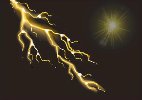 金色の稲妻と光のエフェクト 雷,稲妻,光,エフェクト,放電,電気,金色,黒,エネルギー,パワーのイラスト素材