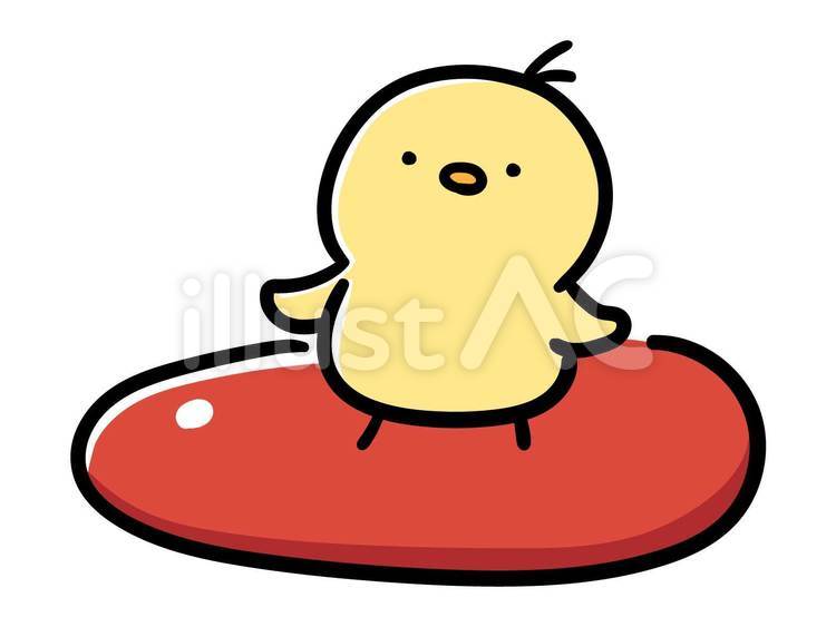 サーフィンをするかわいいひよこイラスト ひよこ,サーフィン,動物のイラスト素材