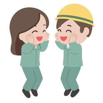 ハイタッチする作業員 作業員,ハイタッチ,チームワーク,協力,喜び,成功,達成感,現場,労働,建設のイラスト素材