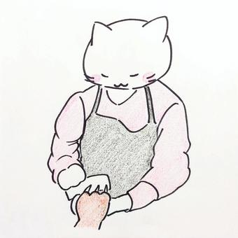 ねこネイリスト ネイリスト,ネイル,ネイルサロン,爪,美容,エプロン,爪やすり,マニキュア,爪とぎ,ねこのイラスト素材