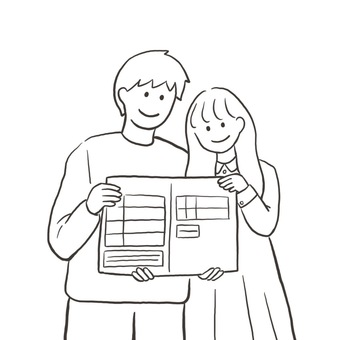 婚姻届けを持つ二人 婚姻届け,婚姻,婚約,結婚,入籍,夫婦,カップル,男,男の人,男性のイラスト素材
