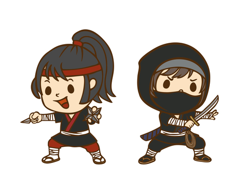 子供職業体験「忍者とくノ一」 忍者,忍び,くノ一,乱破,透破,隠密,間者,江戸時代,戦国時代,忍術のイラスト素材