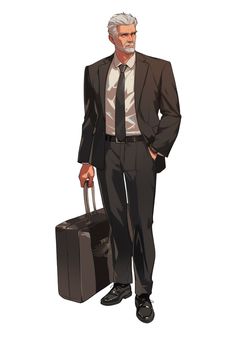 かばんを持つシニアの男性