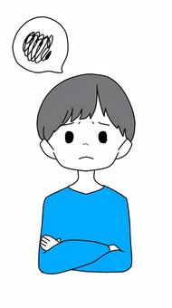 困っている人③ 人,表情,腕組み,困る,男性のイラスト素材