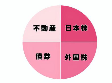 資産運用ポートフォリオ ポートフォリオ,円グラフ,ピンク,運用,投資,日本株,株,債券,不動産のイラスト素材