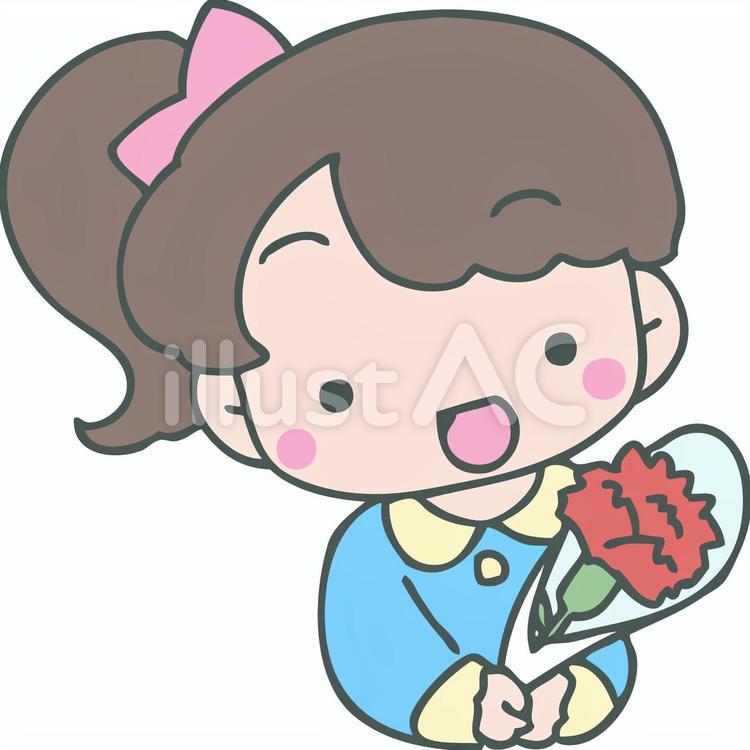母の日(女の子) 母の日,カーネーション,花のイラスト素材