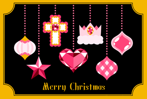 オーナメントポストカード ピンク オーナメントポストカード ピンク ストカード,メッセージ,メッセージカード,はがき,クリスマスカード,オーナメント,ガーランド,すだれ,クリスマス,xmasのイラスト素材