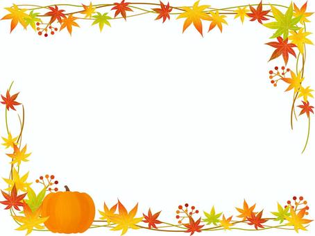 Autumn frame, autumn leaves, pumpkin, halloween, JPG and PNG