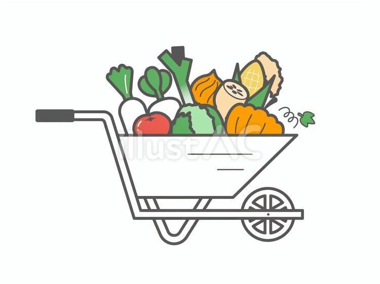 手押し車と野菜のイラスト02 食べ物,野菜,根菜のイラスト素材
