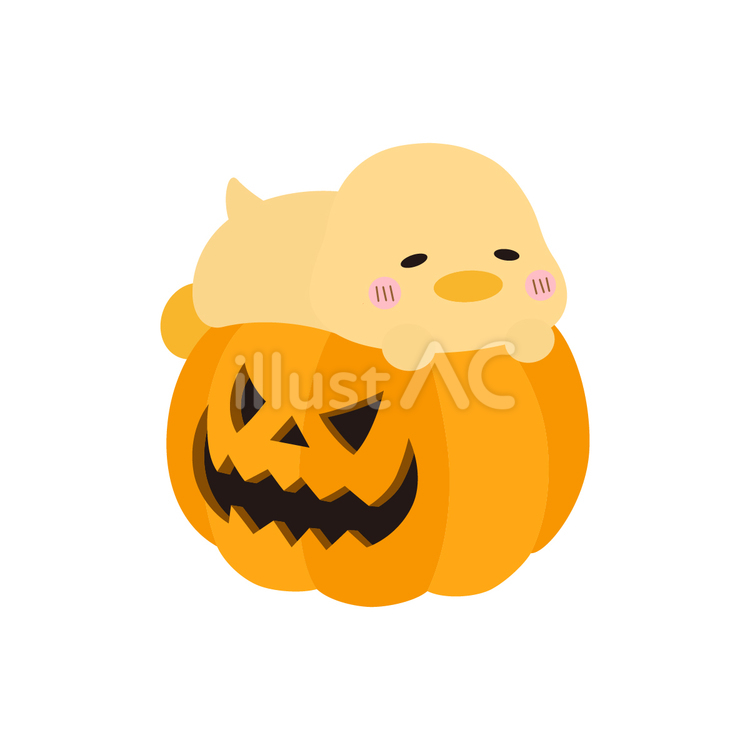 寝そべりヒヨコ【ハロウィン】 シンプル,かわいい,動物のイラスト素材